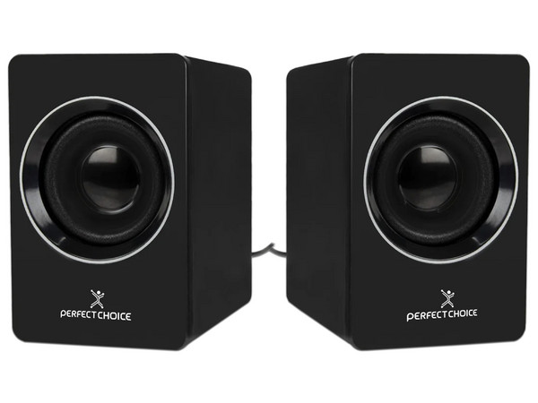 Bocinas Stereo Perfect Choice 2.0, con control de volumen. Color Negro. - imagen 2