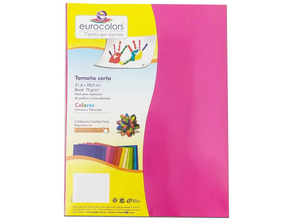 Papel cortado Eurocolors EC0012 tamaño Carta, 100 piezas. Colores Variados. - imagen 2