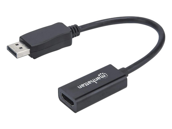 Adaptador de cable de video Manhattan 151634 de DisplayPort (Macho) a HDMI (Hembra), 15 cm. Color Negro