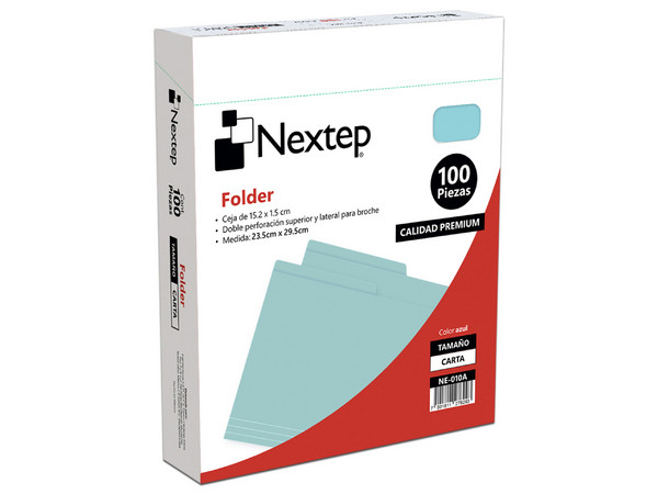 Folder Nextep NE-010A, Tamaño Carta, Caja con 100 Piezas, Color Azul.