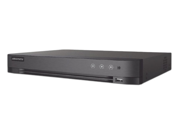 DVR Hikvision DS-7204HGHI-M1(T) de 4 Canales TurboHD, 1 canal IP de hasta 2MP, HDMI y VGA, 1 Bahia de Disco Duro (No Incluido), Color Negro.