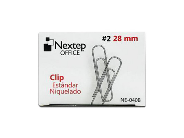 Clip Estándar Nextep Niquelado, #2, 28mm, 10 cajas con 100 Clips.