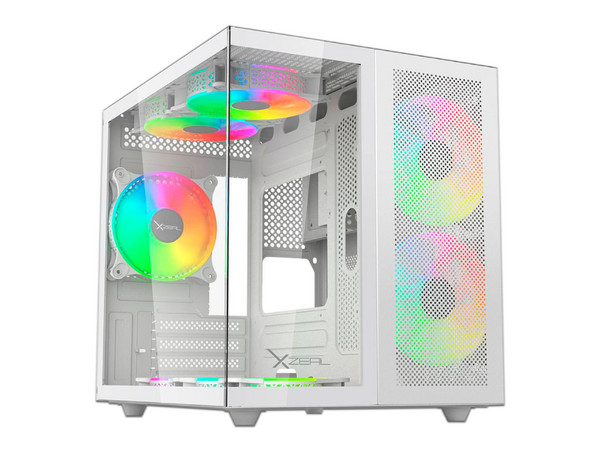 Gabinete Gamer Xzeal Cubo XZGAMC1W, Micro ATX, Mini ITX, ARGB, (sin fuente de poder). Color Blanco.