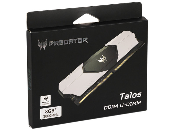 Memoria DIMM Acer Predator Talos Heatsink, DDR4 PC4-24000 (3000MHz), CL19, 8GB. Color Blanco/Negro. - imagen 3