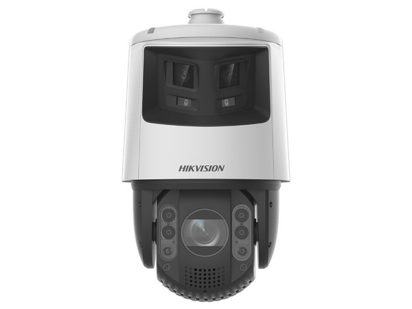 Cámara de Vigilancia PTZ tipo Domo Hikvision TandemVu DS-2SE7C432MWG-EB/26(F0), PTZ de 4MP (2560 x 1440), Panorámica de 6MP (3632 x 1632), Luz Blanca hasta 30m, IR hasta 200m, Zoom 32x, Alerta audible y Luz estroboscópica, IP66.