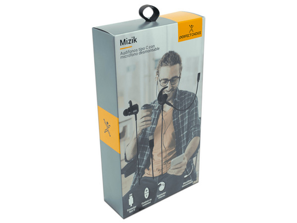 Audífonos manos libres Perfect Choice Mizzik con micrófono desmontable, USB-C. Color Negro. - imagen 2