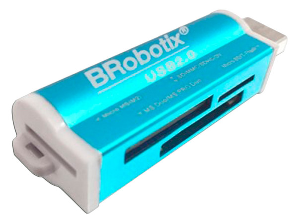 Lector de tarjetas BRobotix 180420A, USB 2.0, Color Azul Metálico. - imagen 2
