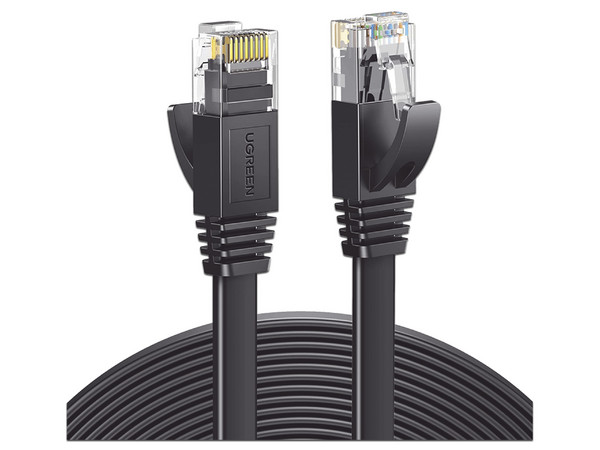 Cable de Red UGREEN Ethernet, UTP Cat6, RJ-45, Plano, 1m. Color Negro.
