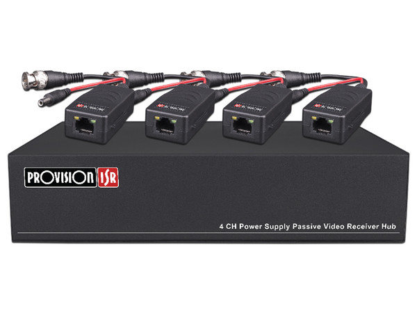 Transceptor de Vídeo y Energía Pasivo PROVISION ISR de 4 Canales BCN, Soporta hasta 5MP, transmite señal de vídeo y DC 12V.