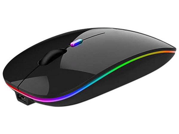 Mouse Ergonómico Inalámbrico Nextep NE-412N, hasta 1,600 dpi, iluminación RGB. Color Negro.