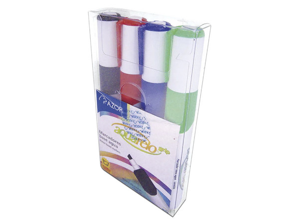 Marcador AZOR Aquarelo Grip, Colores Surtidos, Estuche con 4 piezas.