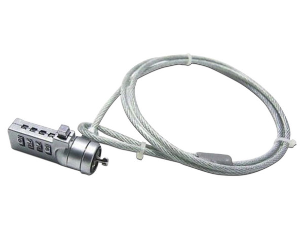 Cable de Seguridad con Candado de Combinacion para Laptop, Marca Brobotix. Color plata.