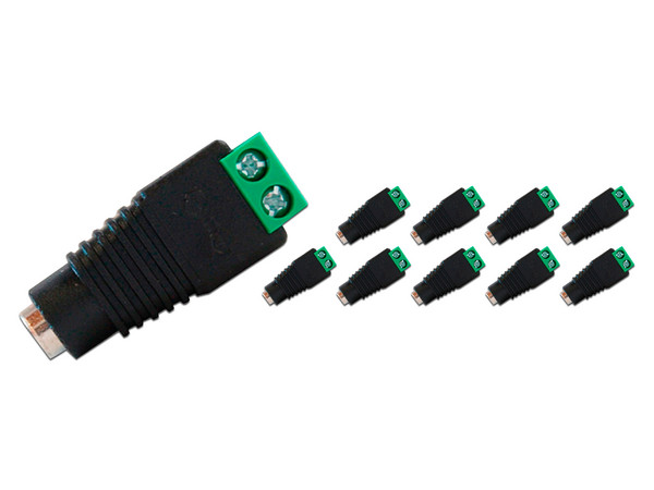 Paquete de 10 Conectores de Corriente Hembra Enson ENS-FC01 tipo Jack 3.5mm, para Cámaras CCTV, con Bloque polarizado.