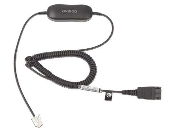 Cable para Auriculares Jabra GN1200, Conexión QD - RJ-10, 2m, Color Negro.