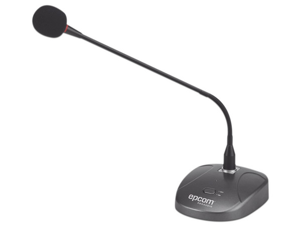 Micrófono de Escritorio Epcom SF-621A con Botón de Activación, Respuesta de frecuencia 20-12 kHz. Color Negro.