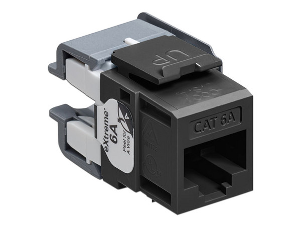 Conector Leviton RJ-45, Cat6A, UTP. Color negro.