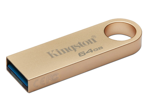 Unidad Flash USB 3.2 Kingston DataTraveler SE9 G3 de 64GB, Color Dorado.