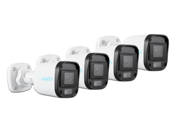 Paquete de 4 camaras tipo Bala COLORHUNTER de 5MP, iluminación de hasta 20 m, IP67, Plástico