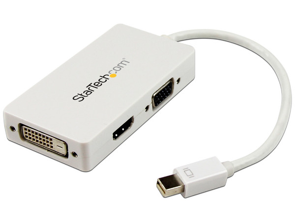 Adaptador Mini DisplayPort a VGA DVI y HDMI - Convertidor MiniDP todo-en-uno para MacBook - Blanco