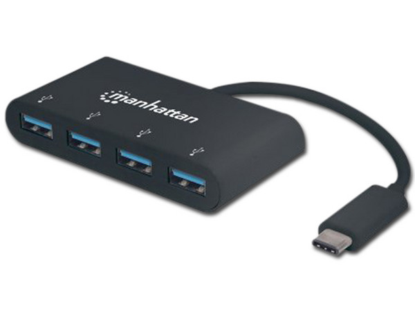 Hub Manhattan USB-C a 4 Puertos USB A.