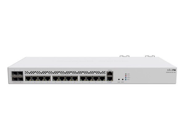 Router Mikrotik CCR2116-12G-4S+ de 12 puertos Gigabit Ethernet y 4 puertos SFP+ 10G.