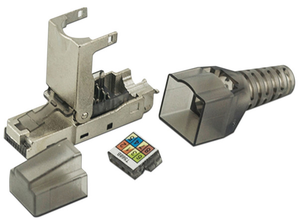 Plug Modular RJ-45 LinkedPRO, Cat6a, Blindado, Sin Herramienta (Tool-less). Color Gris.