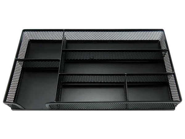 Organizador de Escritorio Nextep de malla metálica, 6 compartimentos. Color Negro.