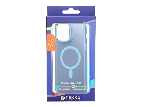 Funda protectora Tekku Matte para iPhone 15 Pro, Compatible con MagSafe, Color Azul Transparente. - imagen 3