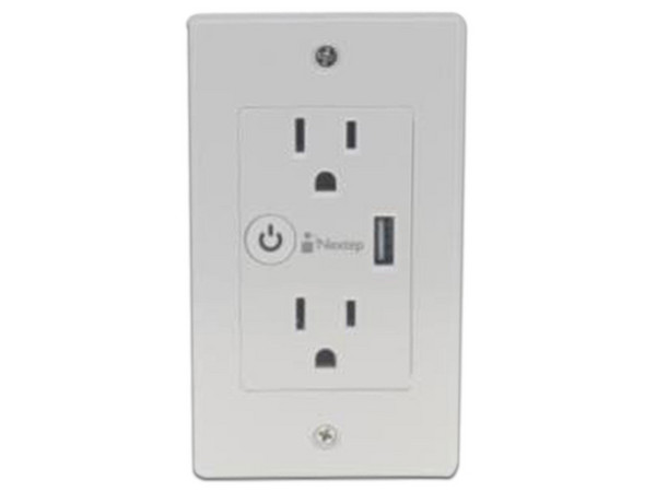 Contacto de pared Nextep NE-264D, 2 contactos, 1 puertos USB. Color Blanco