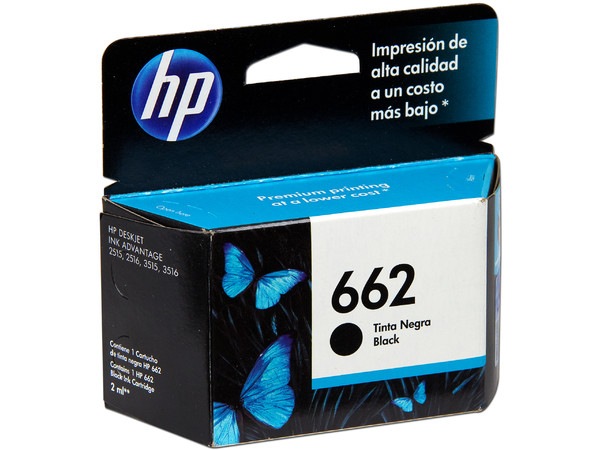 Cartucho de tinta HP 662 negra Original (CZ103AL).