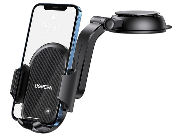 Soporte para Teléfono con Ventosa UGREEN, Diseño en Cascada, Instalación en Parabrisas y Tablero, Ajuste Vertical 220 y Horizontal 60, Gira 360.