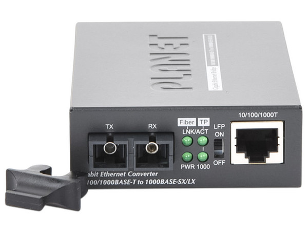 Convertidor de Medios PLANET GT-802S Monomodo de RJ45 a SC Dúplex, 1000 Mbps. Color Negro. - imagen 3