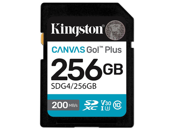 Memoria Kingston Canvas Go! Plus SDXC de 256GB, UHS-I U3, Clase 10.
