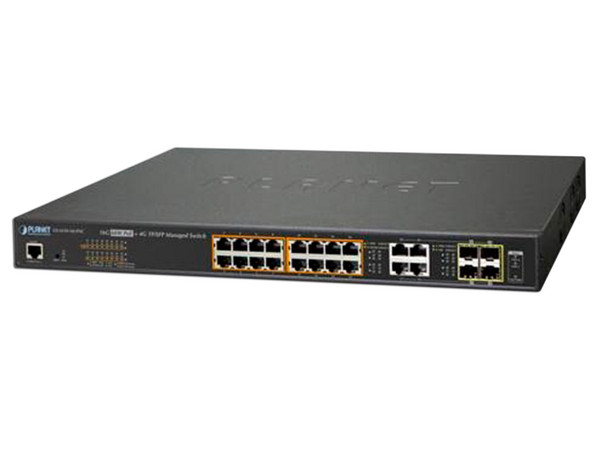Switch Administrable Planet GS-4210-16UP4C de 16 Puertos 10/100/1000T Ultra PoE y 4 puertos Gigabit Combo TP/SFP, 400W.