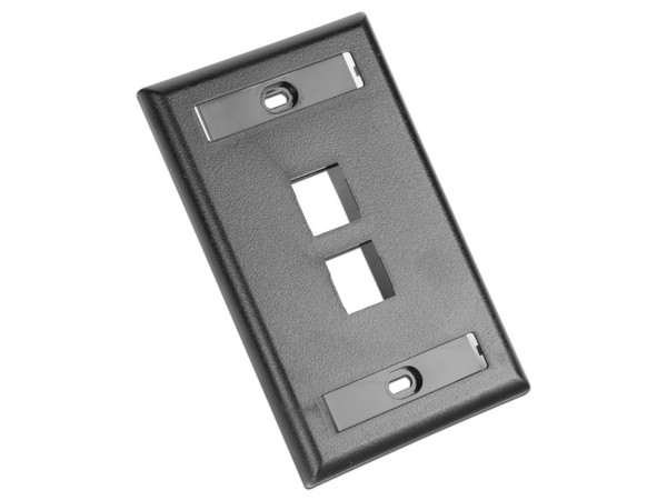 Placa de Pared Vertical PANDUIT NK2FBL, 2 Puertos RJ45 Keystone, Espacios Para Etiquetas, Color Negro.