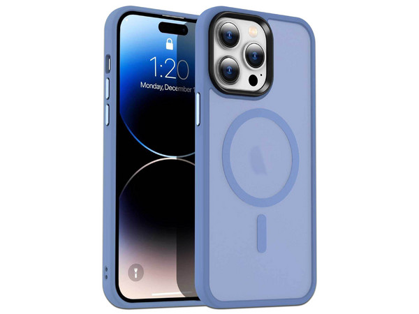 Funda TEKKU Matte Style para iPhone 15 PRO, Transparente Azul, Compatible con MagSafe.