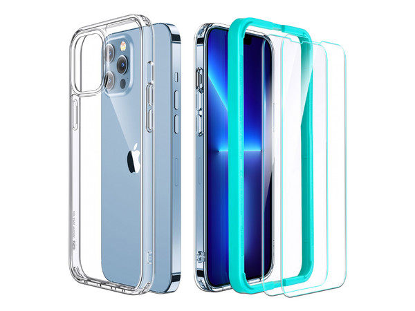 Funda protectora ESR Hybrid case para iPhone 13 Pro Max con 2 Micas Cristal Transparente.