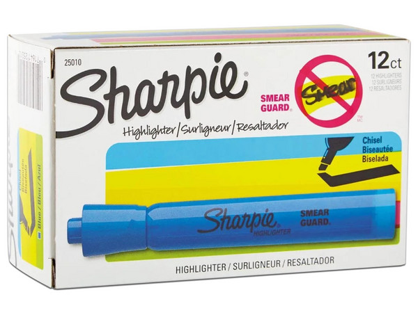 Resaltador Sharpie, Color Azul, Empaque Con 12 Piezas.