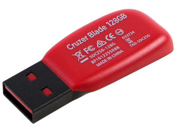 Unidad Flash USB 2.0 SanDisk Cruzer Blade de 128 GB. Negro/Rojo - imagen 2