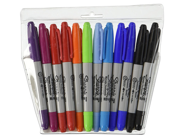 Paquete de 12 marcadores Sharpie Twin Tip, Colores surtidos.