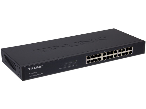 Switch TP-LINK de 24 puertos 10/100/1000Mbps, para montaje en rack.