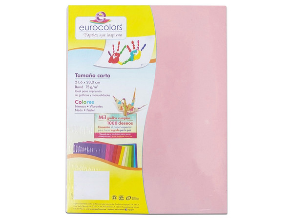Papel cortado Eurocolors EC0090 tamaño Carta, 100 piezas. Color Rosa. - imagen 2