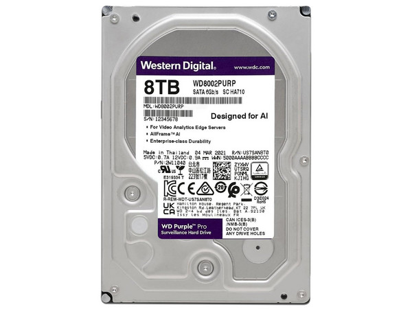 Disco Duro para Videovigilancia Western Digital Purple de 8TB, IntelliPower RPM, 256 MB Caché, SATA III (6 Gb/s). - imagen 3