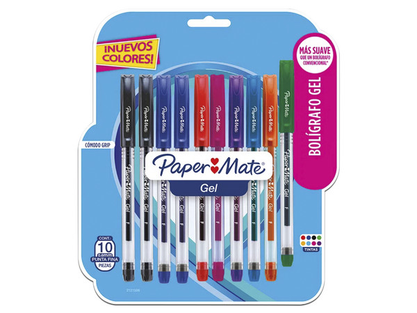 Bolígrafo Papermate, tinta en Gel, Colores Surtidos, 10 piezas.