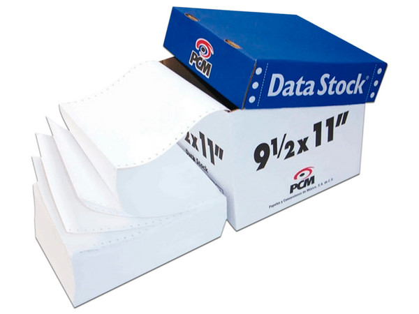 Papel forma continua PCM Data Stock, 9.5x11", 1500 Hojas, Color Blanco.