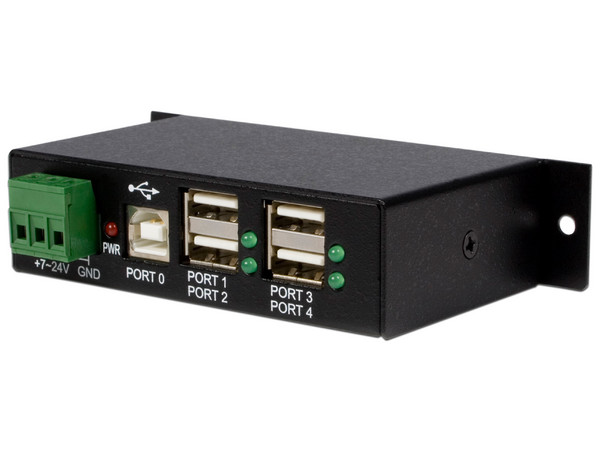 Adaptador Concentrador HUB USB 2.0 de 4 Puertos Reforzado Industrial con Alimentación