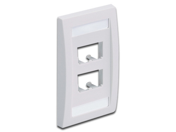 Placa frontal vertical PANDUIT de una salida, acepta 4 módulos Mini-Com. Color Blanco.