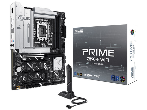 T. Madre ASUS PRIME Z890-P WIFI: Chipset Intel Z890,
Soporta: Procesadores Intel Core Ultra (serie 2), Socket LGA 1851,
Memoria: DDR5 8666/7200/6400MHz, 192GB Máx,
Integrado: AudioHD, Red, USB 3.2 y SATA 3.0, M.2,
ATX, Ptos: 1xPCIE5.0x16, 2xPCIE4.0x16