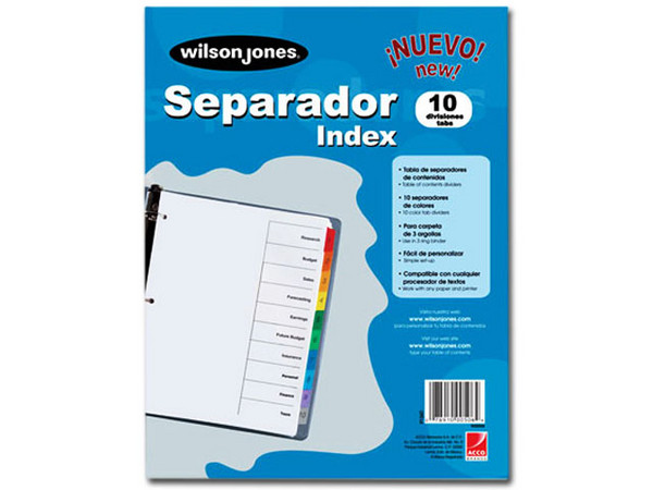Separador Wilson Jones económico para 10 divisiones.