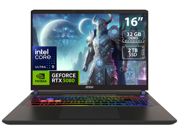 Laptop Gamer MSI Vector 16 HX AI: Procesador Intel Core Ultra 9 275HX (hasta 5.4 GHz), Memoria de 32GB DDR5, SSD de 2TB, Pantalla de 16" LED 2560 x 1600, 240Hz,Video NVIDIA GeForce RTX 5080, S.O. Windows 11 Pro,Teclado en Inglés